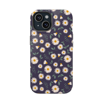 Midnight Daisy MagSafe iPhone Case – Dark Navy Floral Design, Slim and Protective