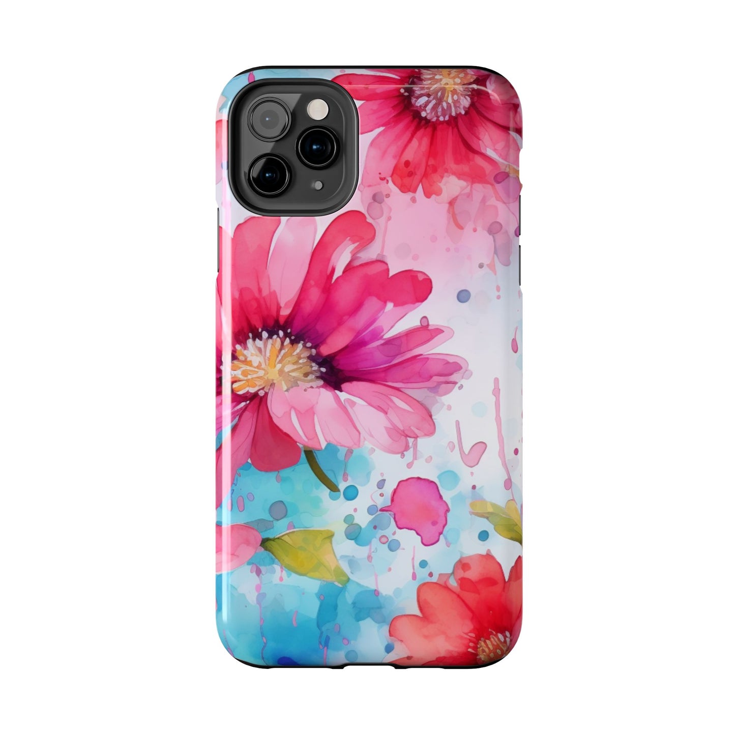 Vibrant Watercolor Red & Pink Floral - iPhone Case