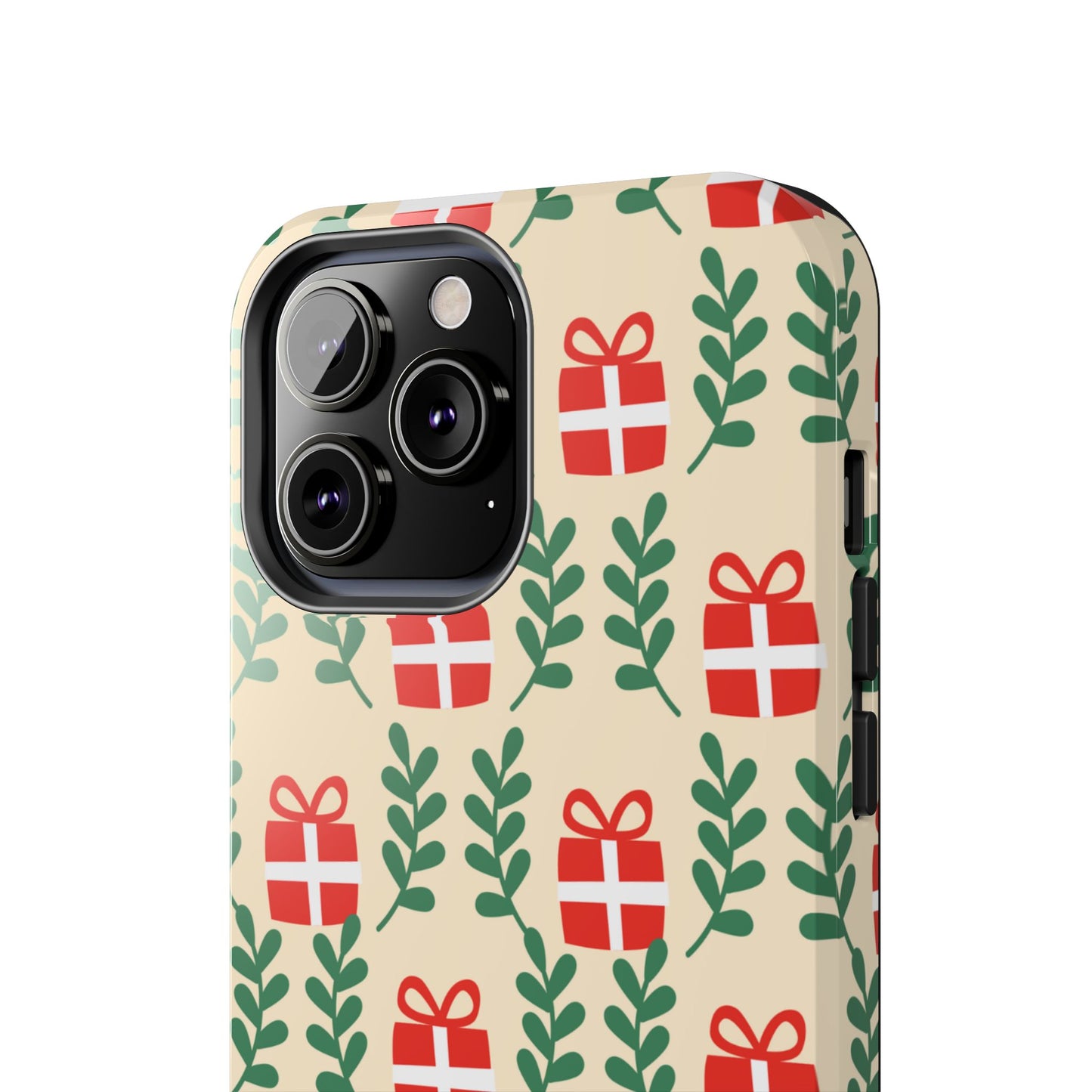 iPhone Case: Holiday Cheer – Red Gifts & Green Leaves