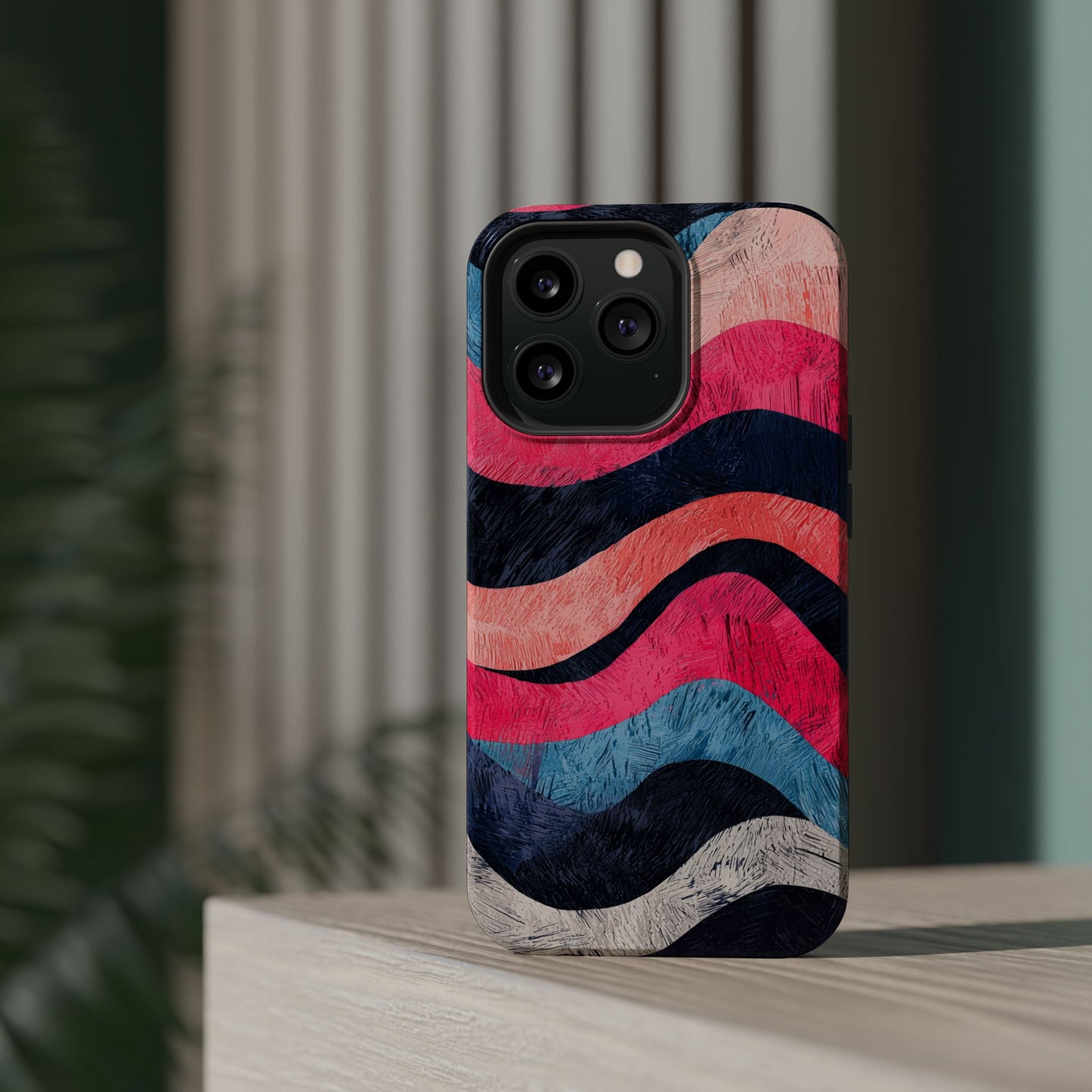 Abstract Wave Pattern MagSafe iPhone Case – Shockproof, Matte Finish, Dual-Layer Protection