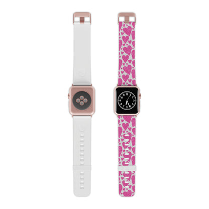  Pink Glitter Hearts Pattern Apple Watch Band