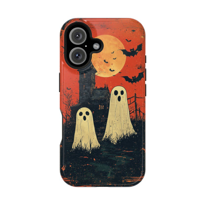 Haunted House & Ghosts MagSafe iPhone Case – Spooky Halloween Full Moon Design