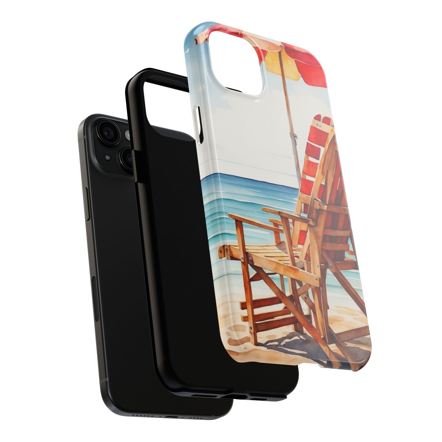 Beach Bliss iPhone Series Case – Relaxing Seaside Chair and Umbrella Design