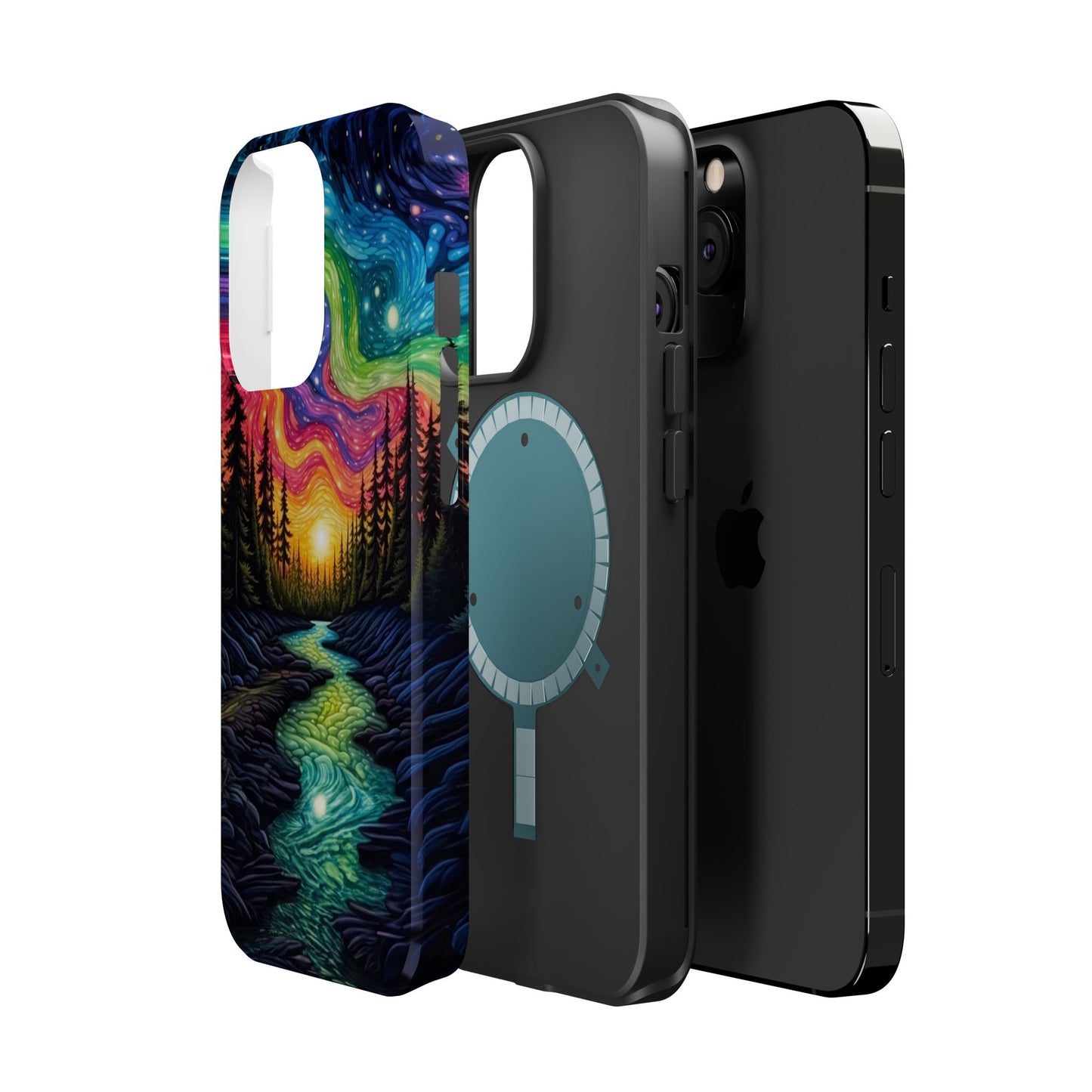 Celestial Nightscape MagSafe iPhone Case – Vibrant River and Starry Sky Design