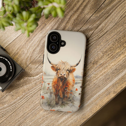 Cutest Highland Cow & Flowers Phone Case!