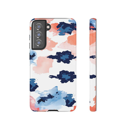 Abstract Coral & Navy Watercolor Design – Samsung Galaxy Case