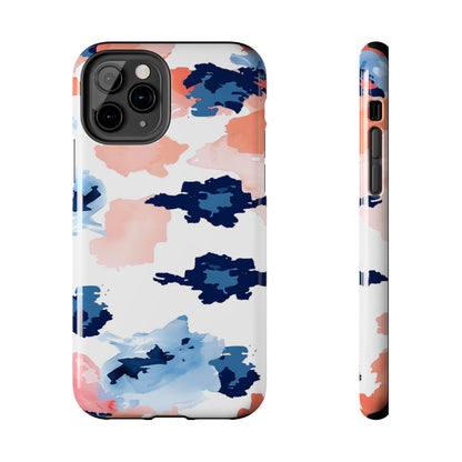 Abstract Coral & Navy Watercolor Design – iPhone Case