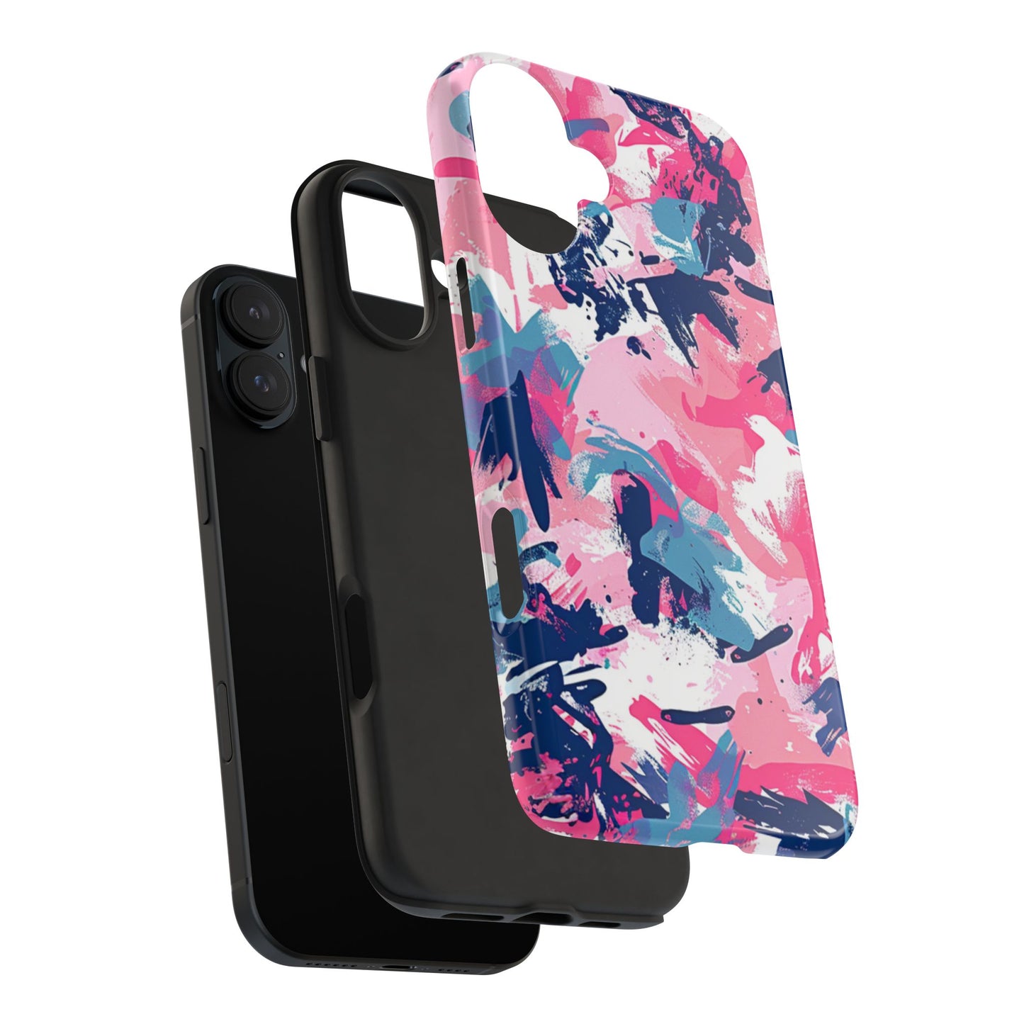 Vibrant Pink & Navy Abstract Splash – iPhone Case