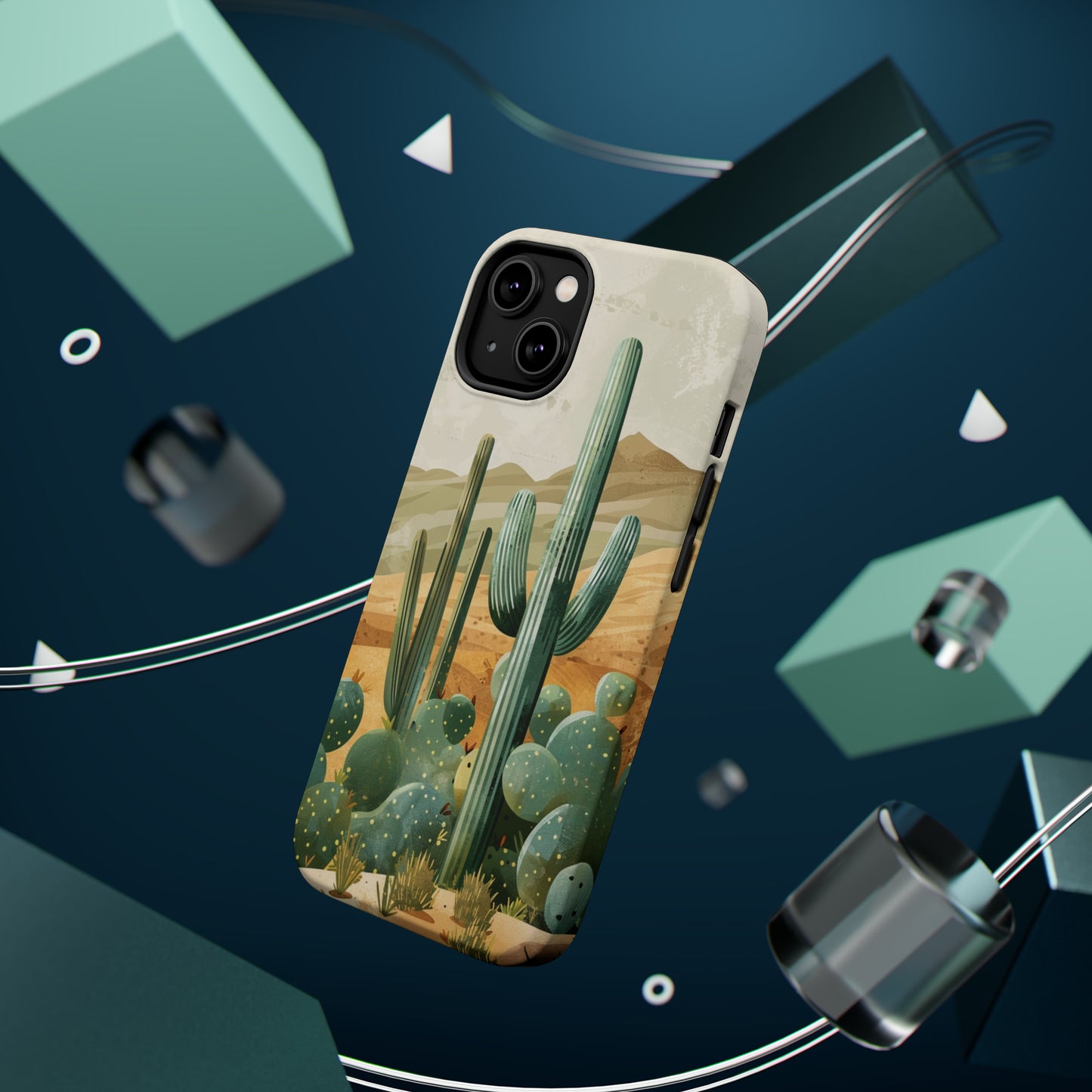 Desert Oasis MagSafe iPhone Case - Embrace the Western Spirit With Cactuses For Your iPhone 15, 14, 13, Pro, Plus, & Pro Max