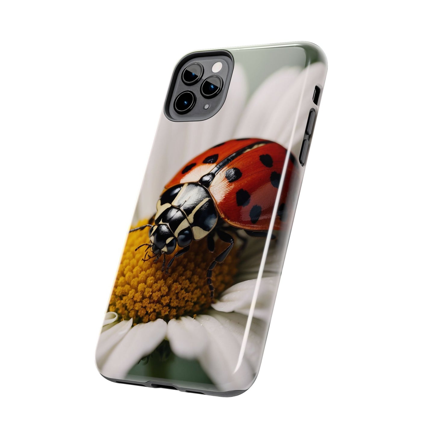 iPhone Case: Ladybug on White Daisy