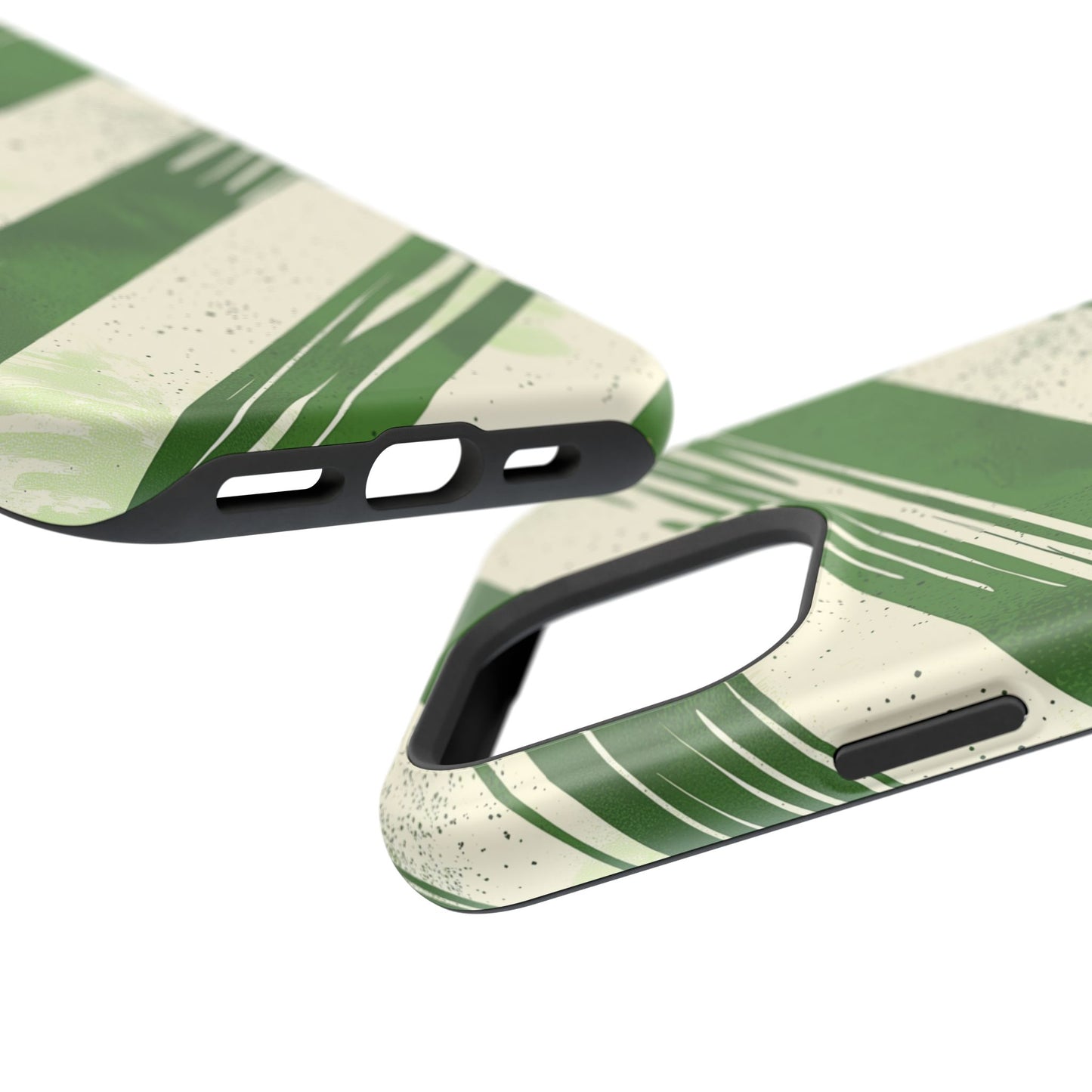 Green Stripes MagSafe iPhone Case – Bold Diagonal Brushstroke Design