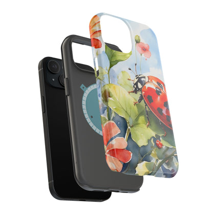 Watercolor Ladybug & Poppy Fields - MagSafe iPhone Case