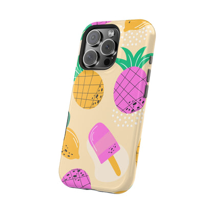 Tropical Pop MagSafe iPhone Case – Fun Pineapple & Lemon Design with Vibrant Summery Colors