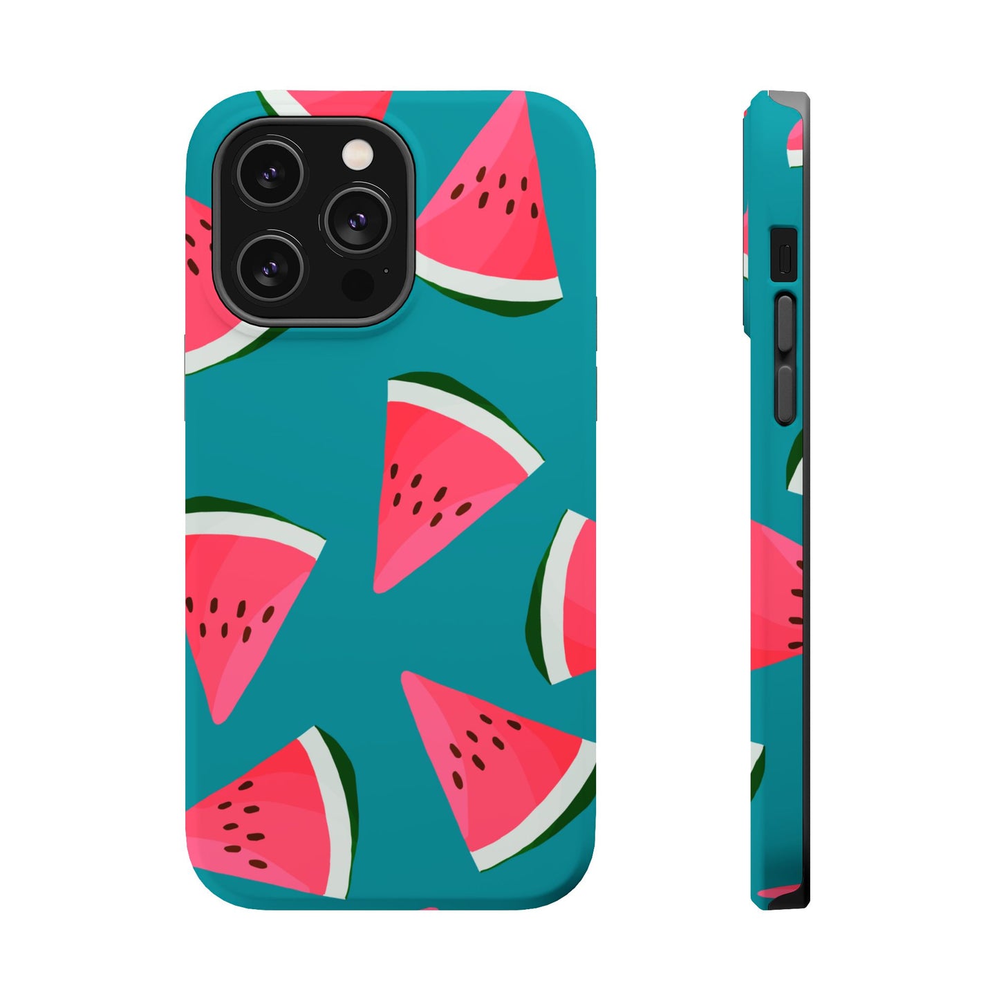 Watermelon Bliss MagSafe iPhone Case – Vibrant Summer Fruit Design on Teal Background