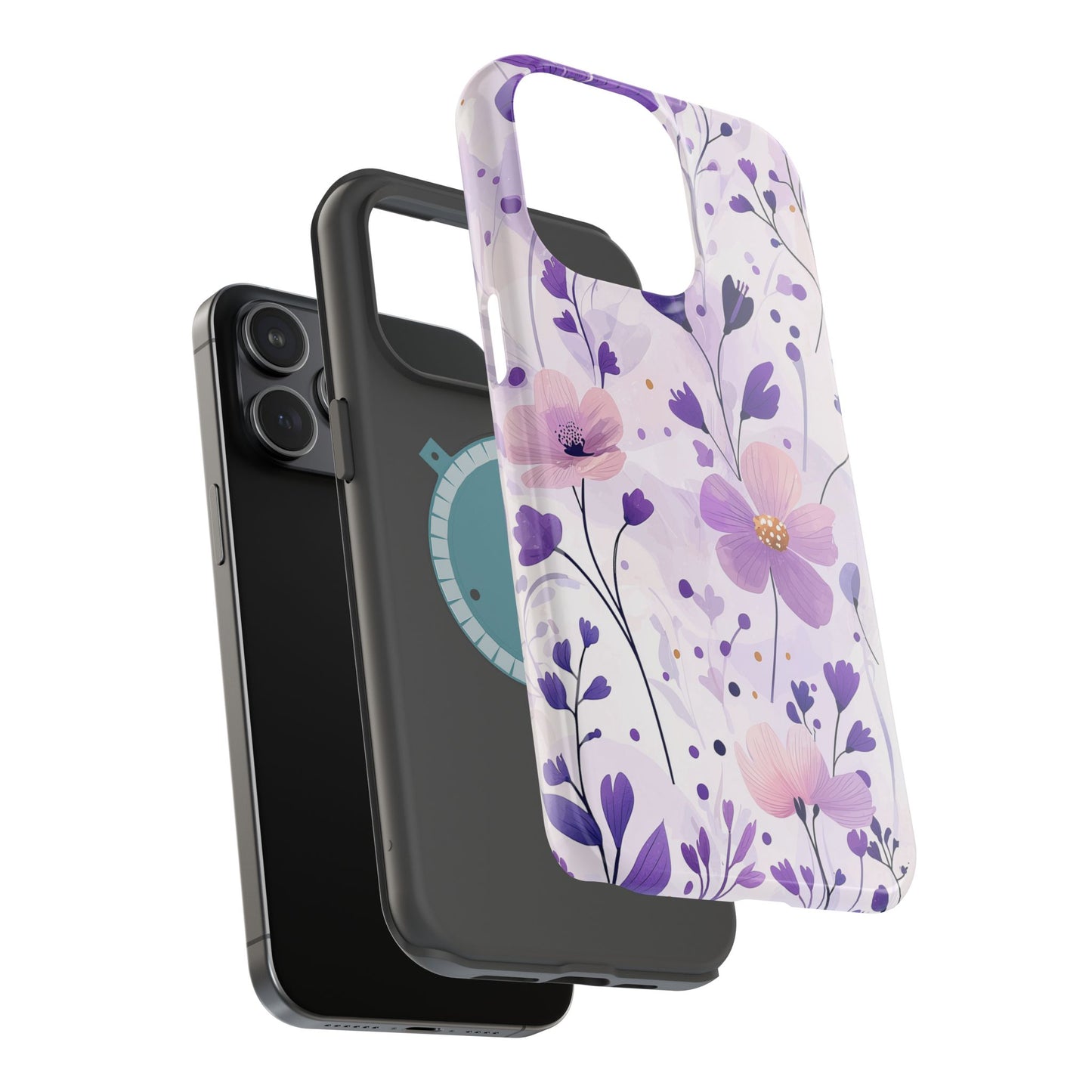 Purple Floral Bliss MagSafe iPhone Case – Delicate Blossom Design