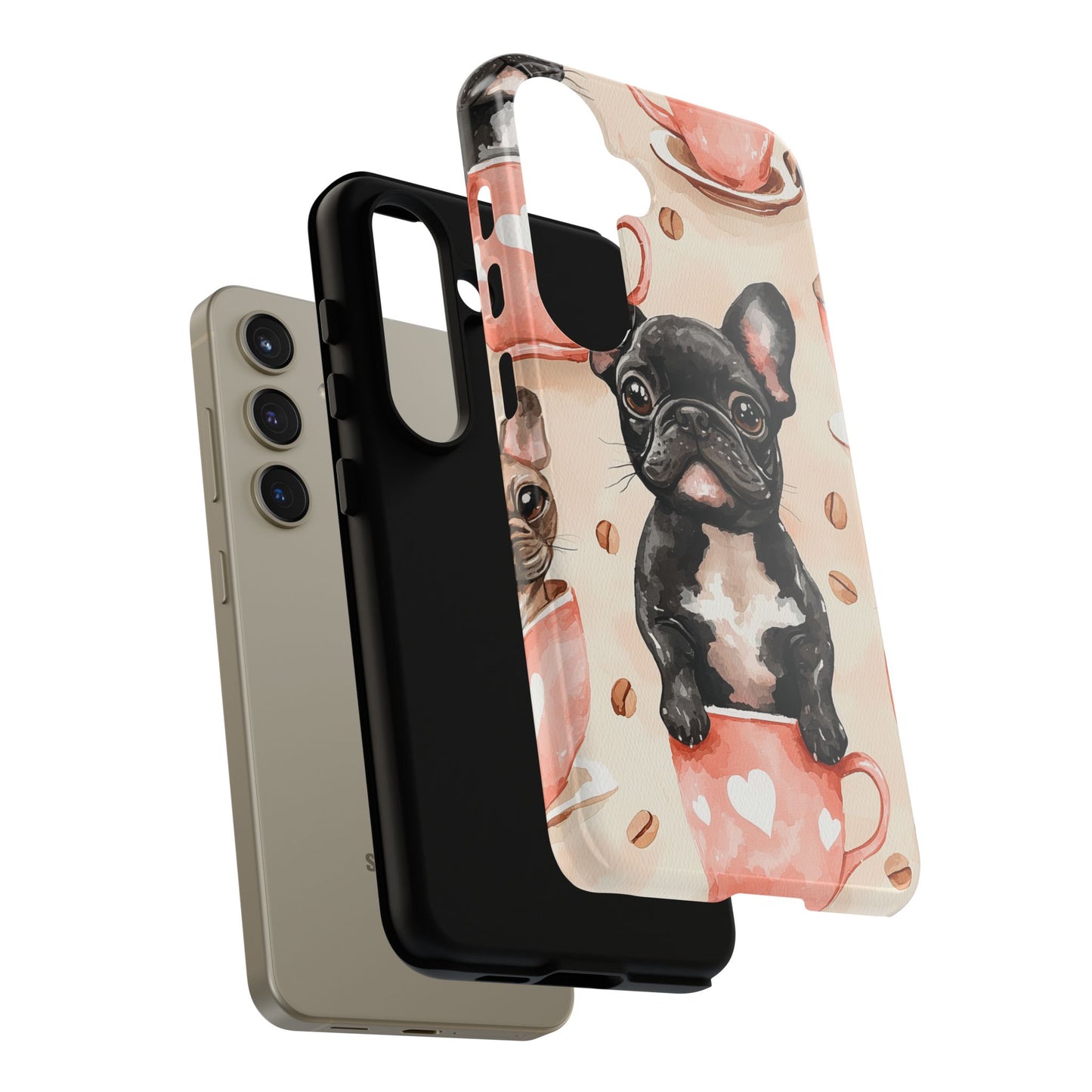 French Bulldog in Coffee Cup  Samsung Galaxy  Case – Cute Dog Art, Shockproof & Slim Design