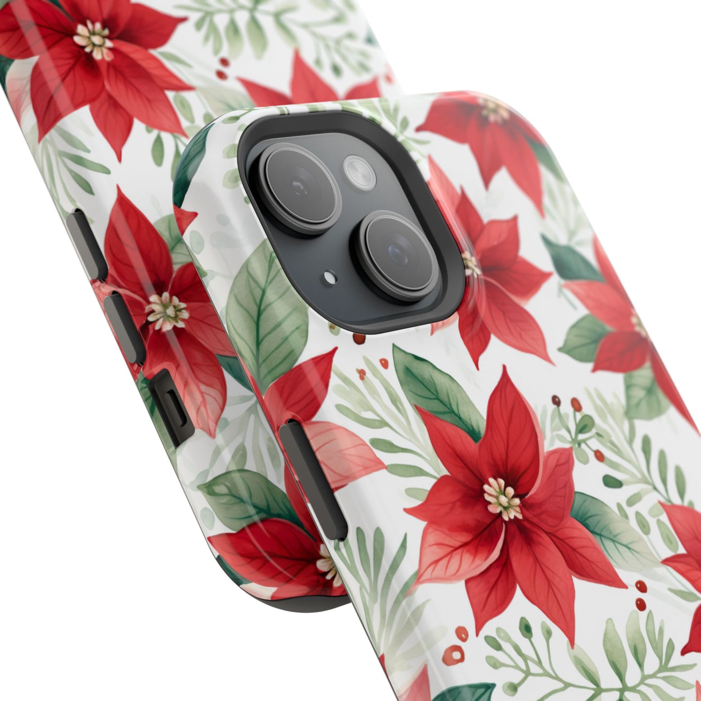 Festive Poinsettia Holiday Pattern – MagSafe iPhone Series Case