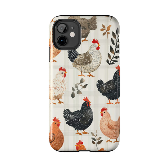 iPhone Case: Vintage Chicken & Leaves – Farmhouse Style Case