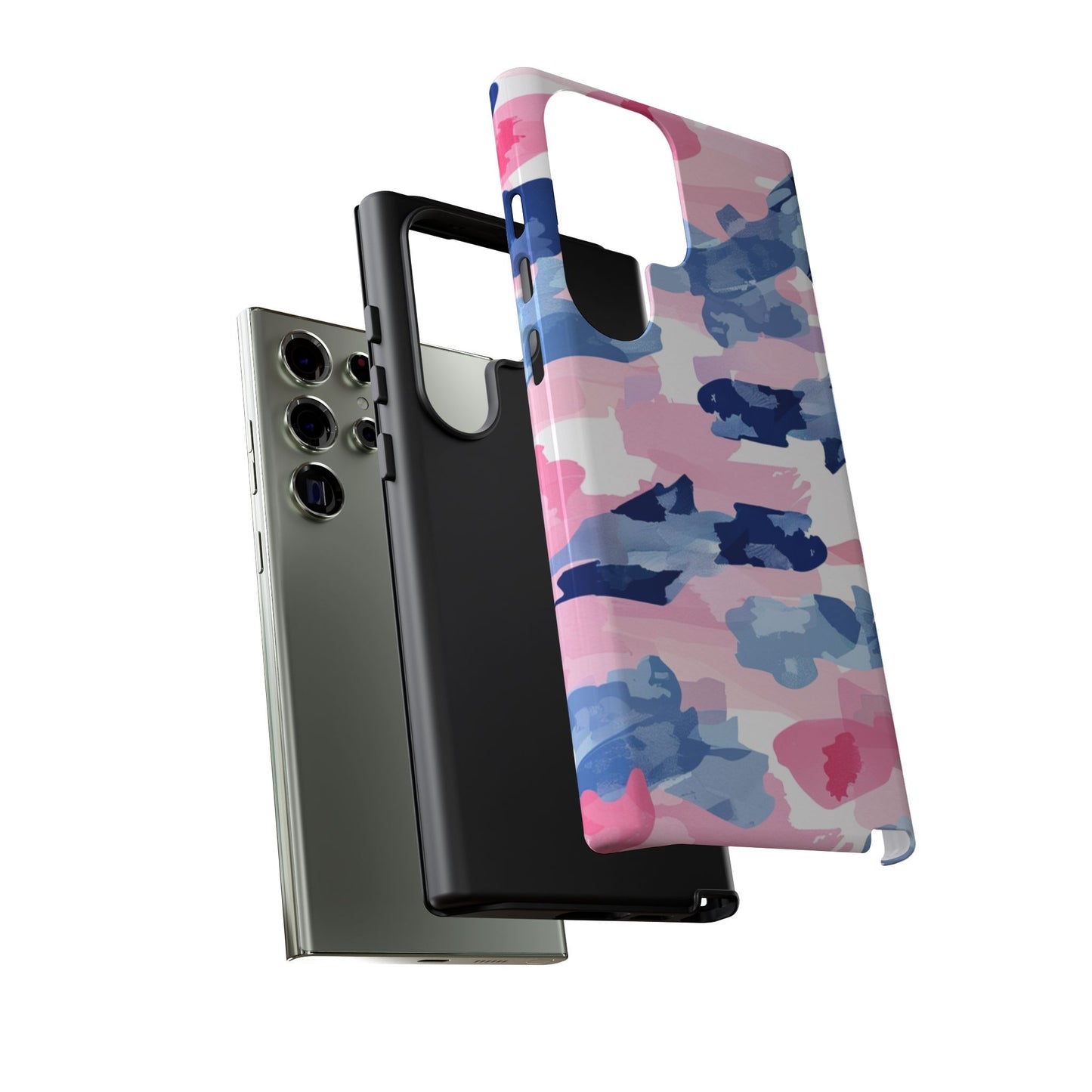 Samsung Galaxy Case: Dynamic Pink & Navy Brushstroke Art