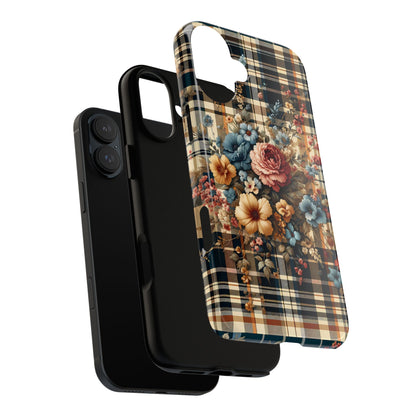 Vintage Floral Checkered Phone Case