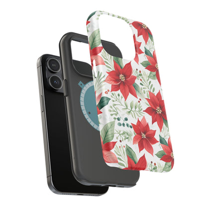 Festive Poinsettia Holiday Pattern – MagSafe iPhone Series Case