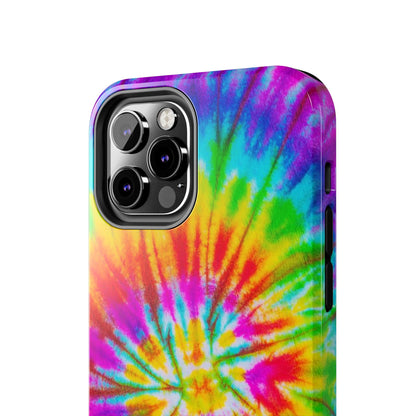 Rainbow Spiral Tie-Dye iPhone Case – Bright & Retro Design