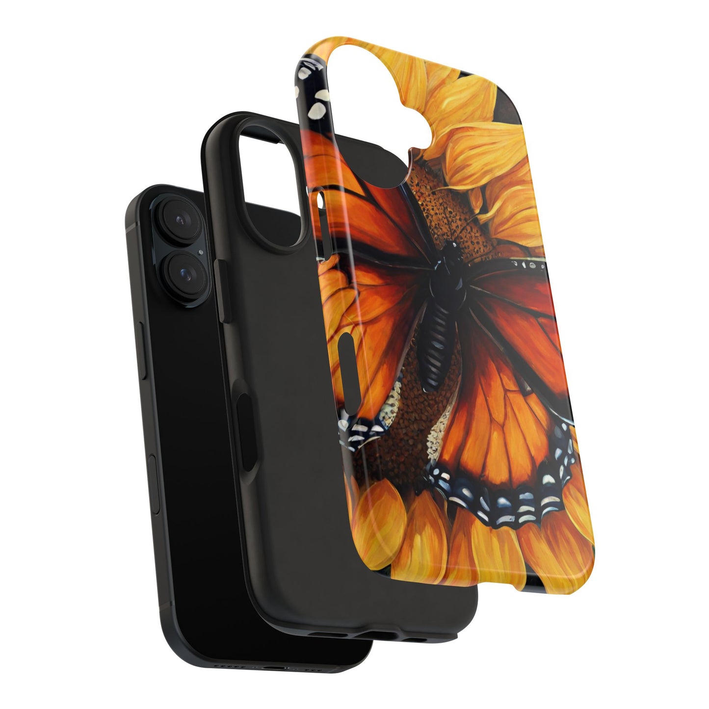 Monarch Butterfly & Sunflower Art – iPhone Case