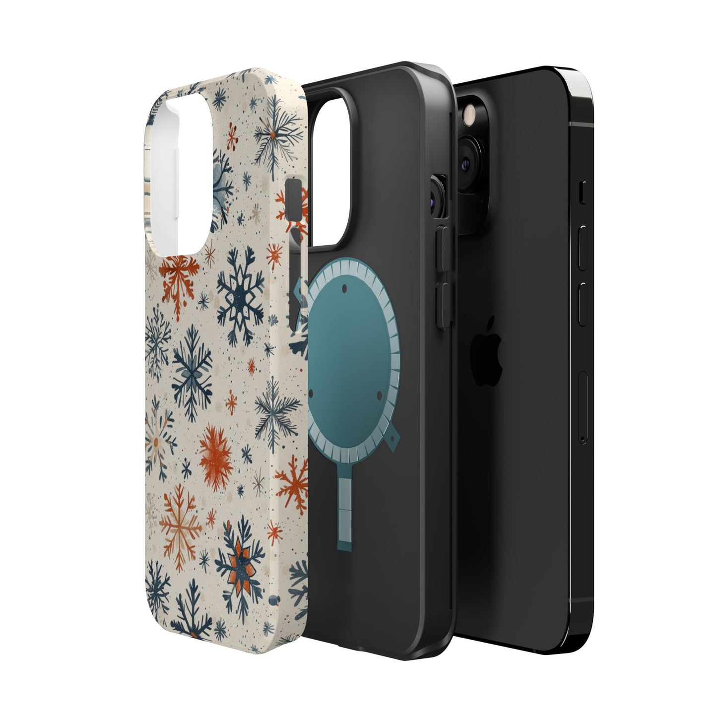 Rustic Orange and Blue Snowflake Pattern – MagSafe iPhone Series Case