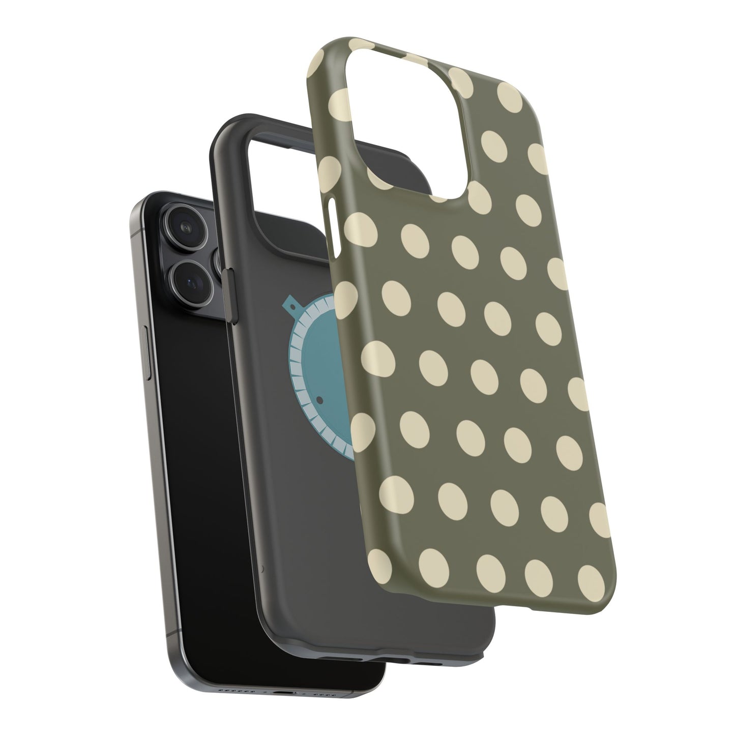 Vintage Green & Cream Polka Dots – MagSafe iPhone Case