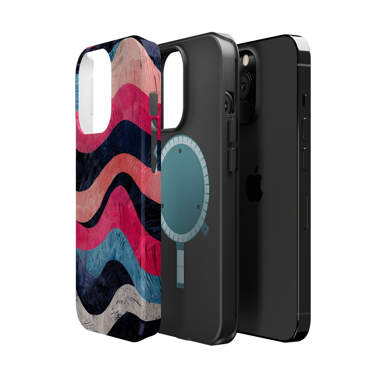 Abstract Wave Pattern MagSafe iPhone Case – Shockproof, Matte Finish, Dual-Layer Protection