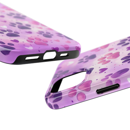 Purple Paw Print iPhone Case - Cute Pet-Themed Protective Cover