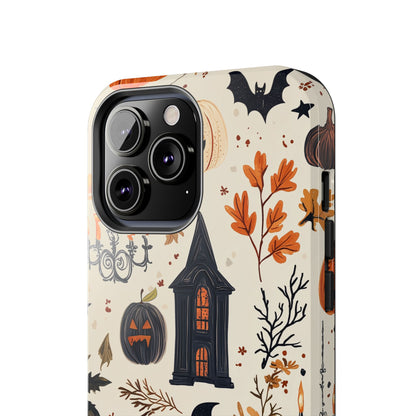 Haunted Halloween iPhone Case – Haunted House, Bats, and Pumpkins Design