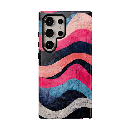 Abstract Wave Pattern Samsung Galaxy Case – Shockproof, Matte Finish, Dual-Layer Protection