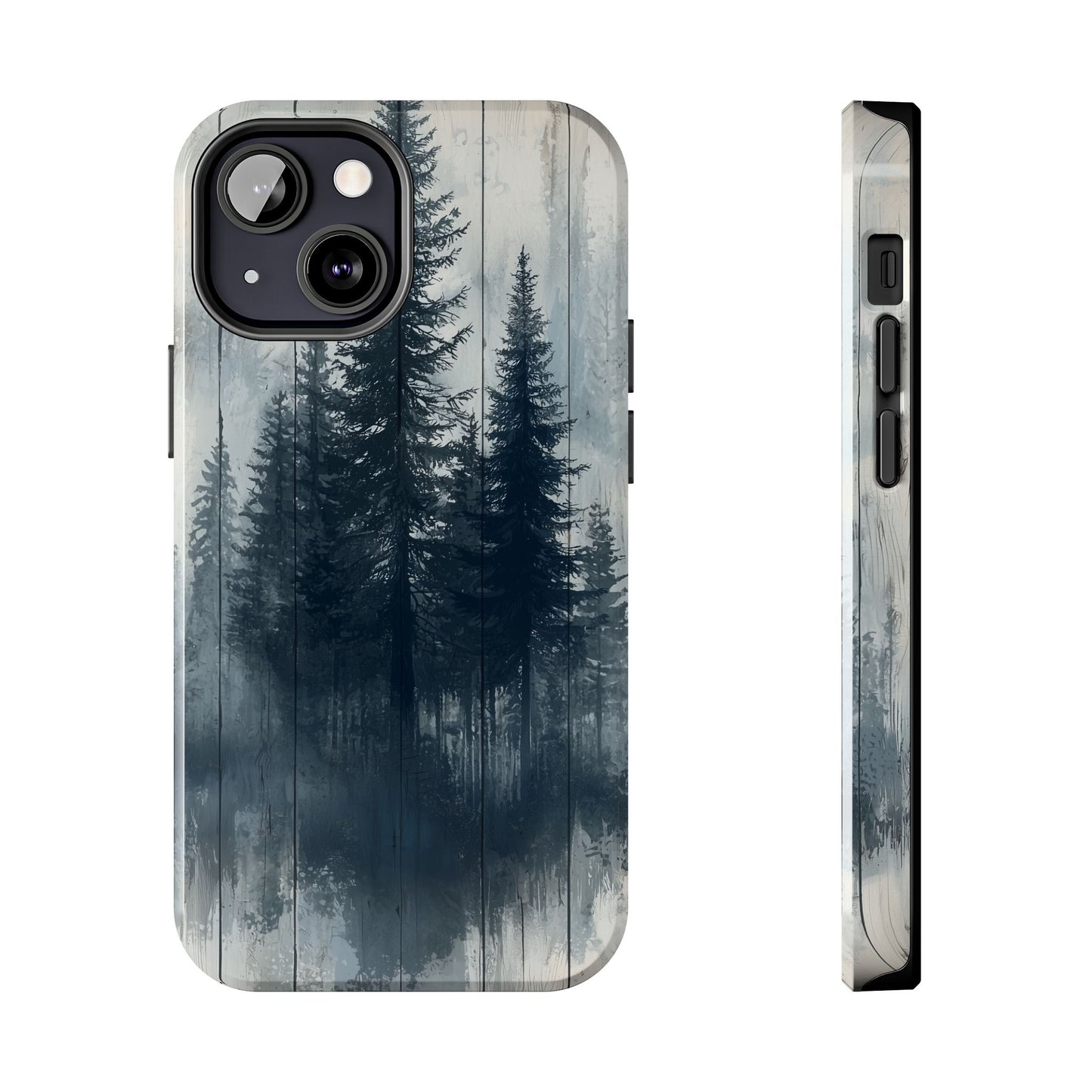 Rustic Pine Forest iPhone Case - Blue Toned Woodland Country Design