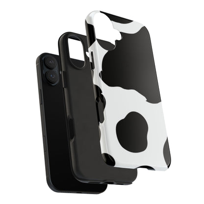 Bold Black and White Cow Print Tough iPhone Case – Modern Animal Pattern with Dual-Layer Protection