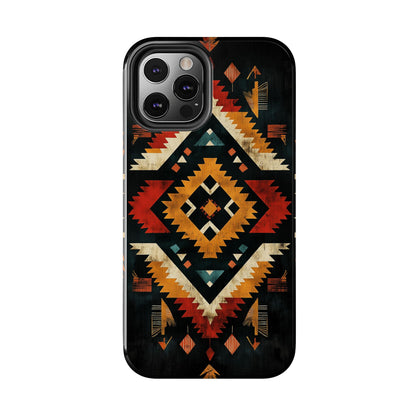 Southwestern Tribal Diamond Tough iPhone Case – Bold Geometric Pattern, Dual - Layer Protection - BOGO Cases