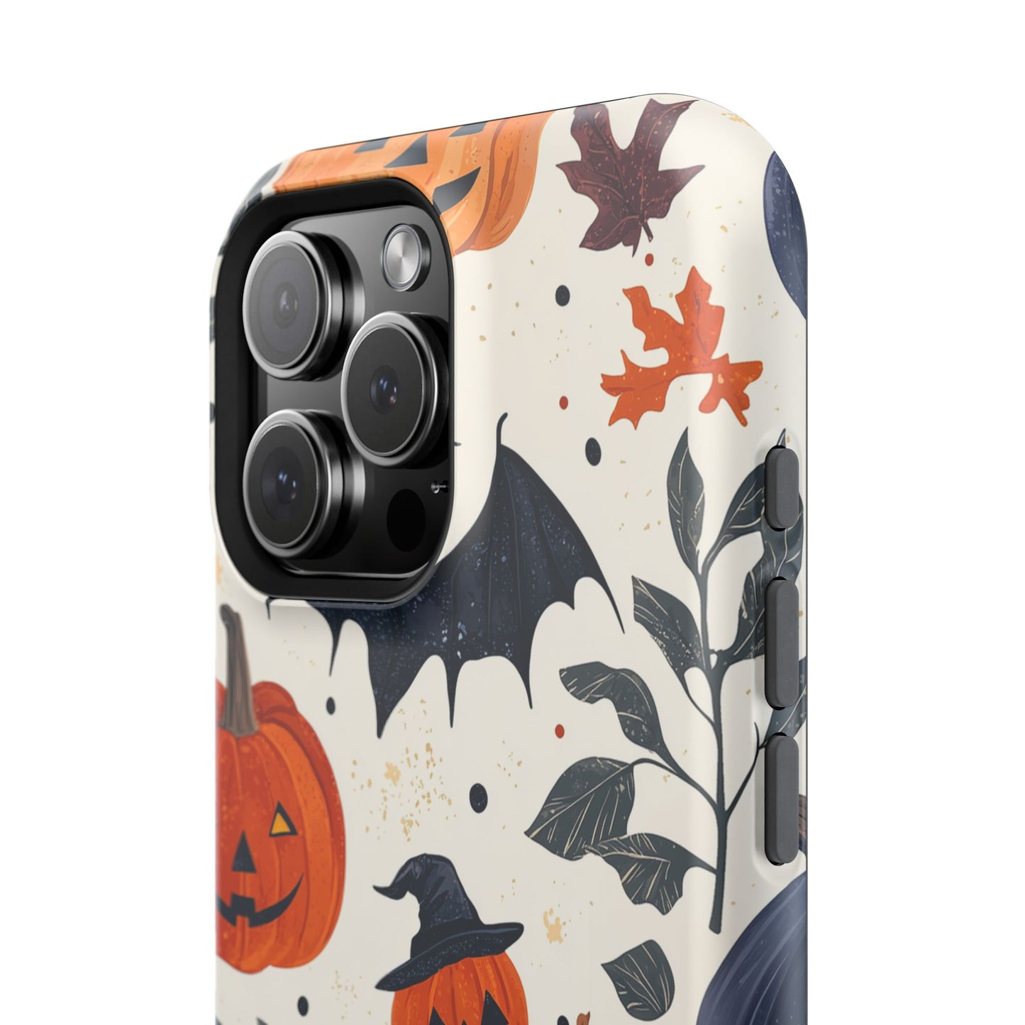 Spooky Halloween MagSafe iPhone Case – Pumpkins, Bats, and Spider Design