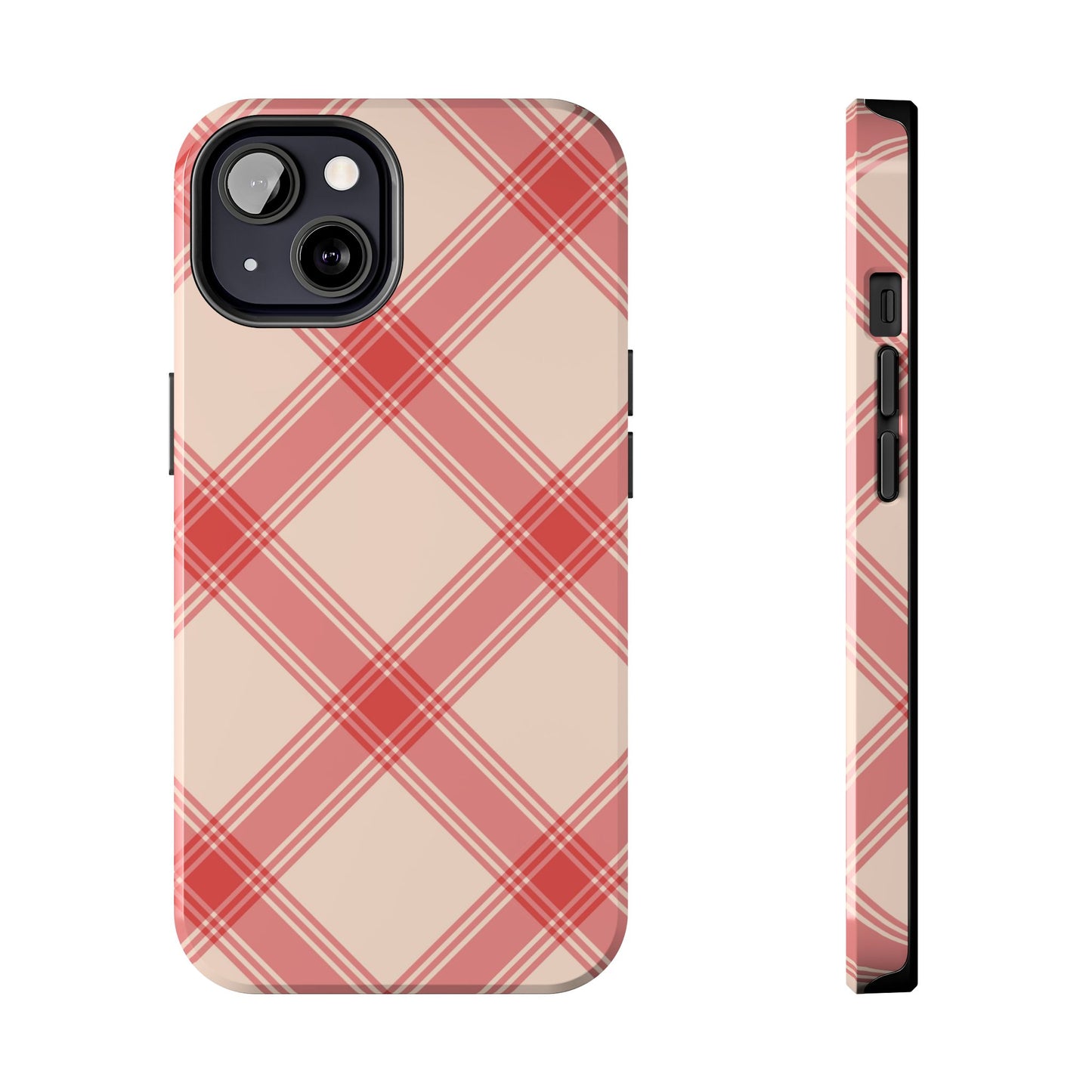 Soft Peachy Red Plaid iPhone Case