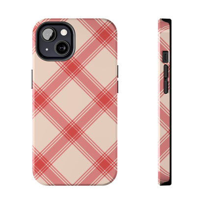 Soft Peachy Red Plaid iPhone Case