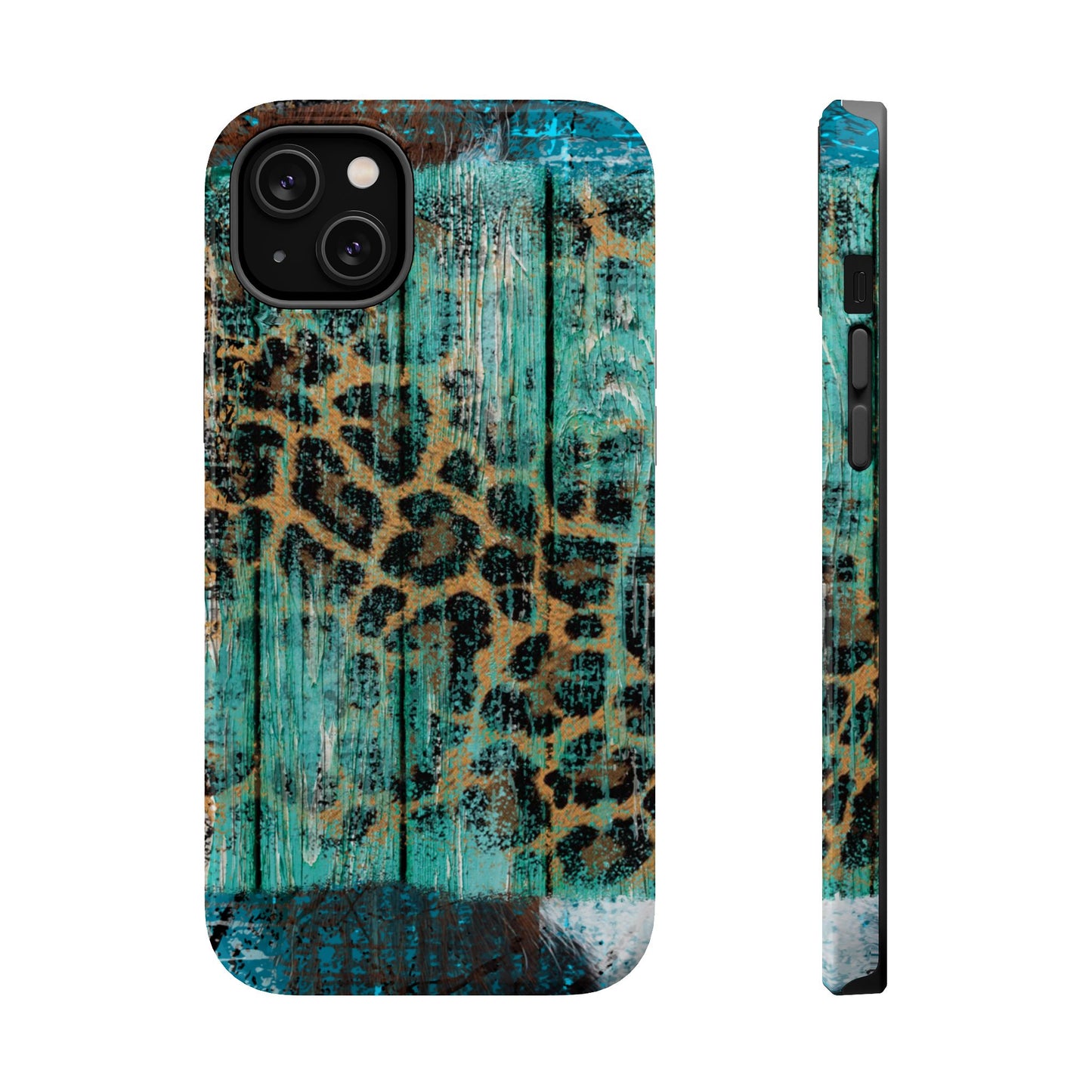 Turquoise Rustic Leopard Wood - MagSafe  iPhone Series Case