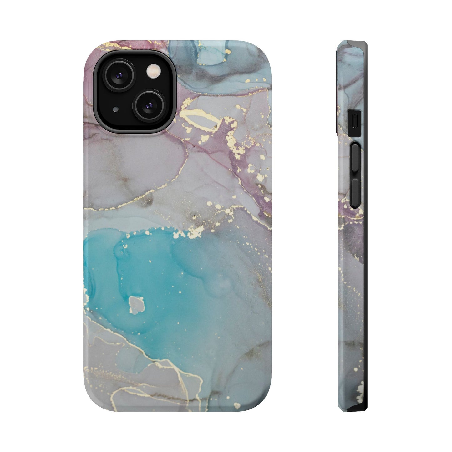 Sky Blue & Purple Marble Wave – MagSafe Case with Dreamy Marble Design