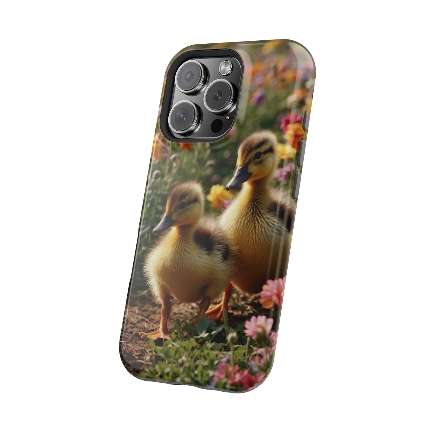 Charming Ducklings in Floral Garden - MagSafe iPhone Case