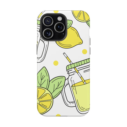 Lemonade Love Tough MagSafe iPhone Case – Fun Lemon Mason Jar Design, Dual-Layer Protection