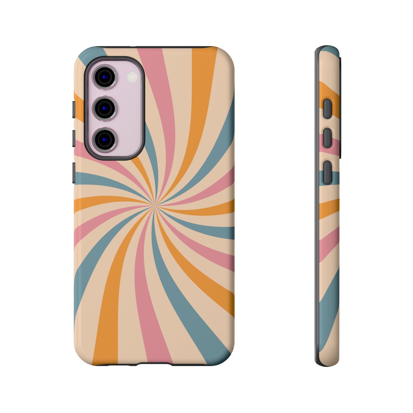 Retro Swirl Pattern Samsung Galaxy Case – Bold 70s Vibe in Pink, Orange, and Teal