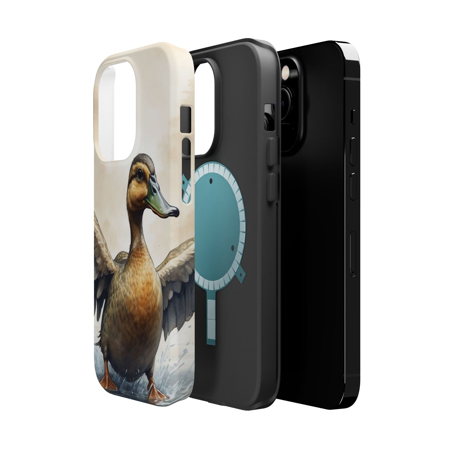 Graceful Duck in Watercolor Scene - MagSafe iPhone Case