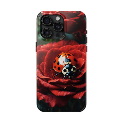 Elegant Rose & Ladybug Charm - iPhone Series Case