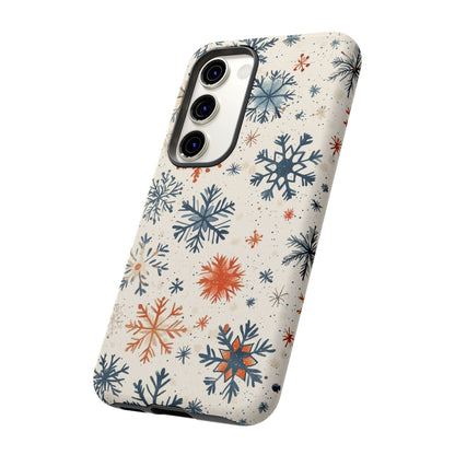 Rustic Orange and Blue Snowflake Pattern – Samsung Galaxy Series Case