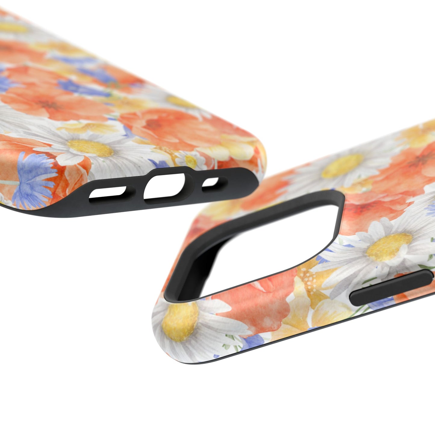 Watercolor Wildflower Pattern MagSafe iPhone Case – Durable Matte Finish with Daisy, Poppy & Cornflower Design