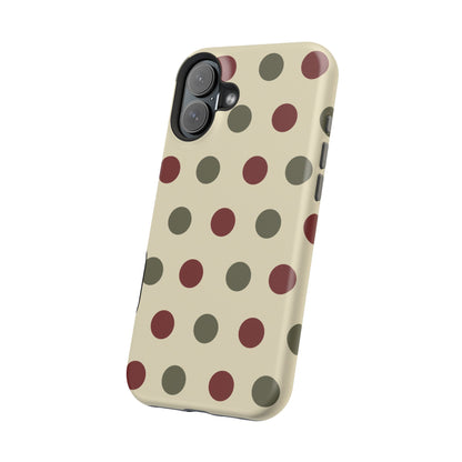 Red & Green Polka Dots on Cream – MagSafe iPhone Case