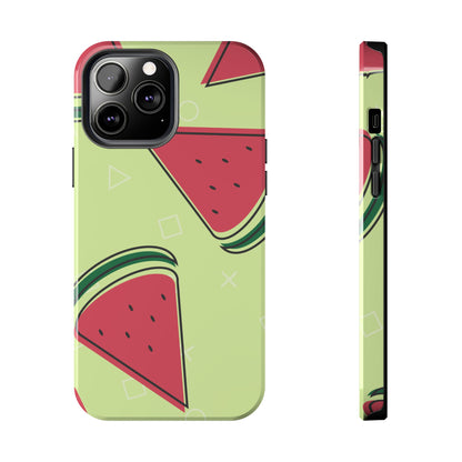 Watermelon Slice iPhone Case – Fresh & Fun Design with Retro Geometric Pattern